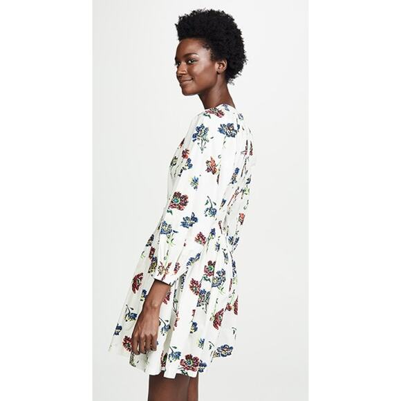 Ulla Johnson Joelle Poplin Floral Pleated High Neck Mini Dress Pockets Size 8 - Picture 2 of 13